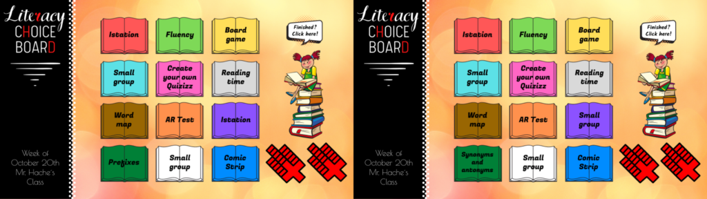 Reading Choice Boards Comparison